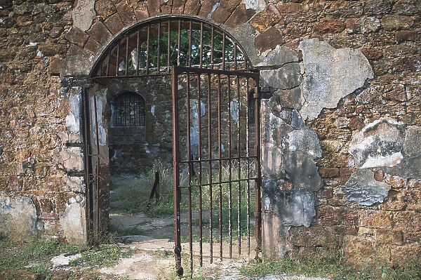 Barred Iron Gate to Prison Complex; Ile Royale; Devils Islands, French Guiana