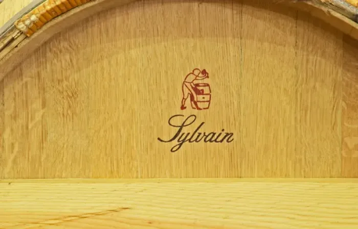 Framed Print : Barriques made by Tonnellerie Sylvain cooperage in the wine cellar - Chateau Grand Mayne