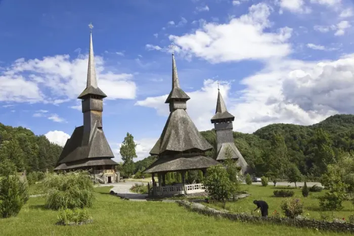 Framed Print : The Barsana monastery, maramures, Romania, was build at the end of the 20th century