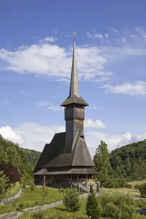 Framed Print : The Barsana monastery, maramures, Romania, was build at the end of the 20th century