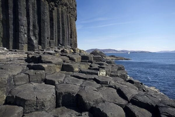 Basalt columns and steps, Staffa, off Isle of Mull, Scotland, United Kingdom