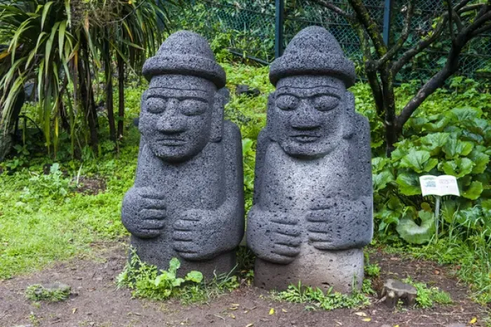 Framed Print : Basalt statues in Seogwipo in the Unesco world heritage sight the island of Jejudo Framed Print : Basalt statues in Seogwipo in the Unesco world heritage sight the island of Jejudo