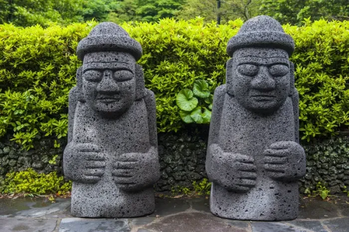 Framed Print : Basalt statues in Seogwipo in the Unesco world heritage sight the island of Jejudo Framed Print : Basalt statues in Seogwipo in the Unesco world heritage sight the island of Jejudo