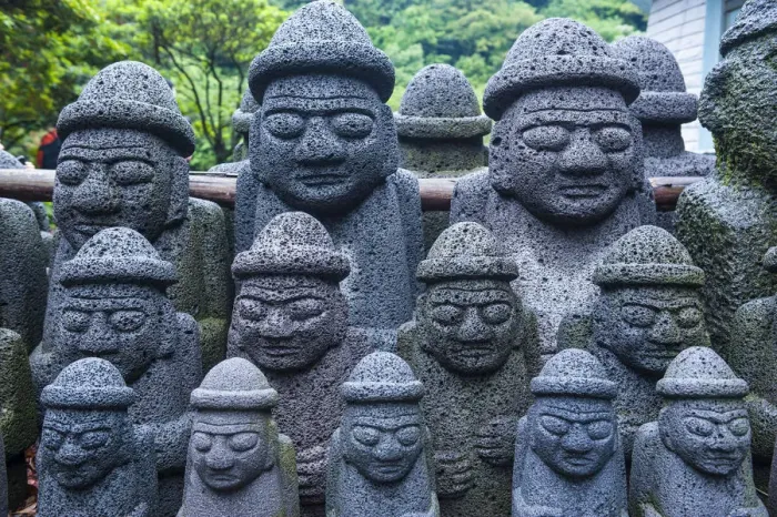 Framed Print : Basalt statues in Seogwipo in the Unesco world heritage sight the island of Jejudo Framed Print : Basalt statues in Seogwipo in the Unesco world heritage sight the island of Jejudo