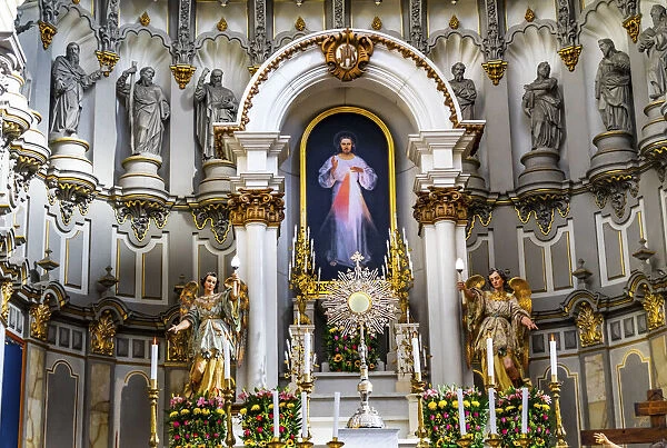 Basilica Altar Monstrance Jesus Painting La Compania Church Puebla, Mexico