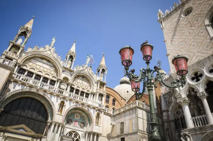 Framed Print : Basilica San Marco (Saint Marks Cathedral) and street lamp, Venice, Veneto, Italy Framed Print : Basilica San Marco (Saint Marks Cathedral) and street lamp, Venice, Veneto, Italy