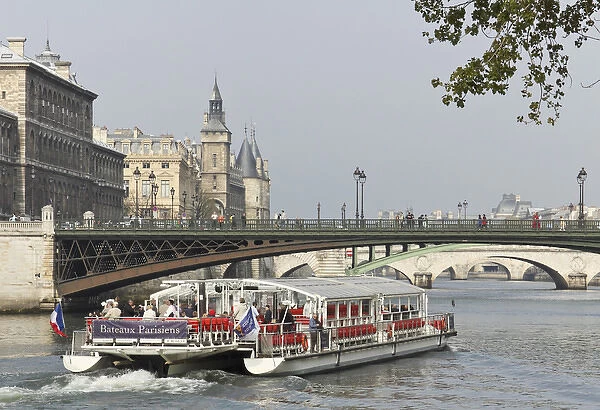 A bateaux cruises on the Seine river, Paris, France