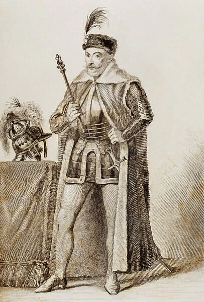 Bathory, Stephen I (1533-1586). King of Poland (1575-1586). Engraving