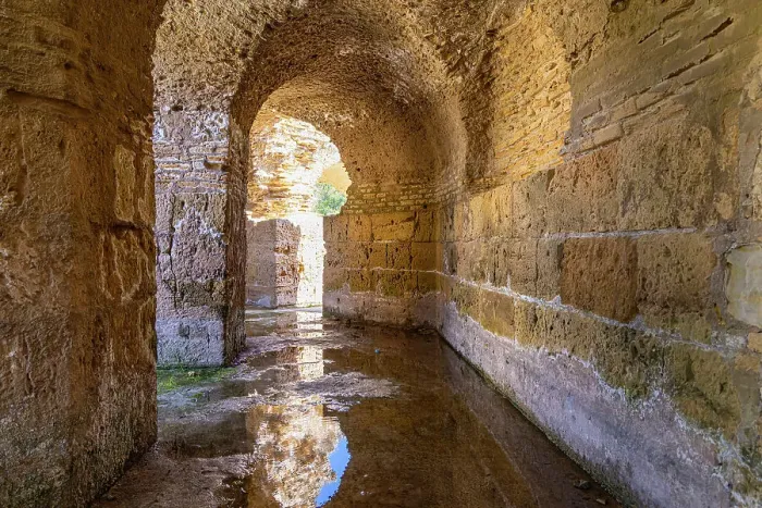Framed Print : Baths of Antoninus, Carthage, Tunis, Tunisia. Roman ruins of the Baths of Antoninus in Carthage