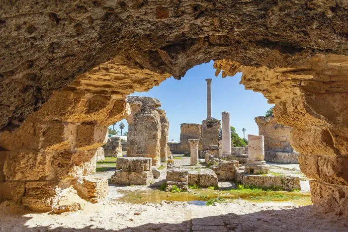 Framed Print : Baths of Antoninus, Carthage, Tunis, Tunisia. Roman ruins of the Baths of Antoninus in Carthage