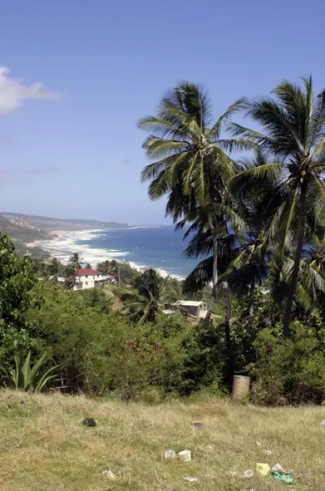 Framed Print : Bathsheba Beach on the east coast of Barbados in the Caribbean