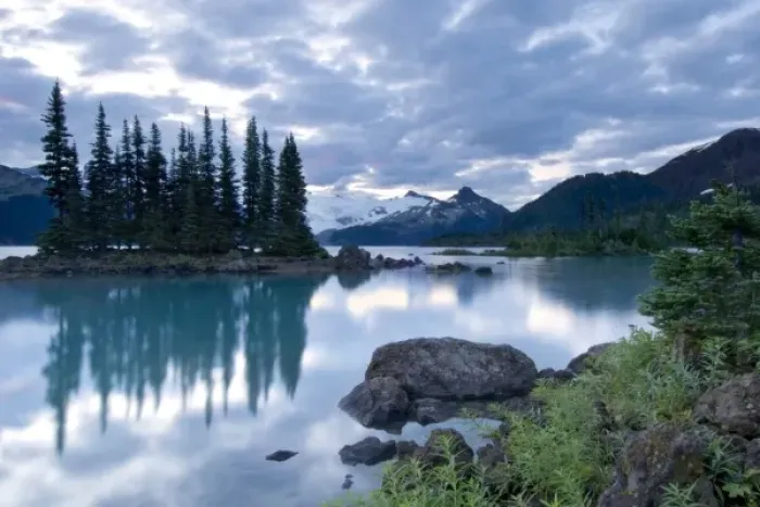 Framed Print : Battleship Islands in the glacial Garibaldi Lake, Garibaldi Provincial Park, British