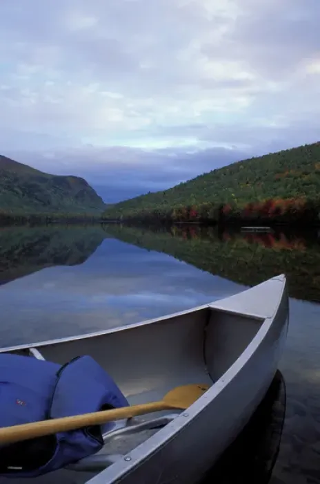 Framed Print : Baxter State Park, ME. Canoeing on lower South Branch Pond. Fall foliage. Northern