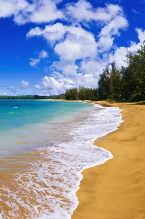 Framed Print : Empty beach and blue Pacific waters on Hanalei Bay, Island of Kauai, Hawaii Framed Print : Empty beach and blue Pacific waters on Hanalei Bay, Island of Kauai, Hawaii