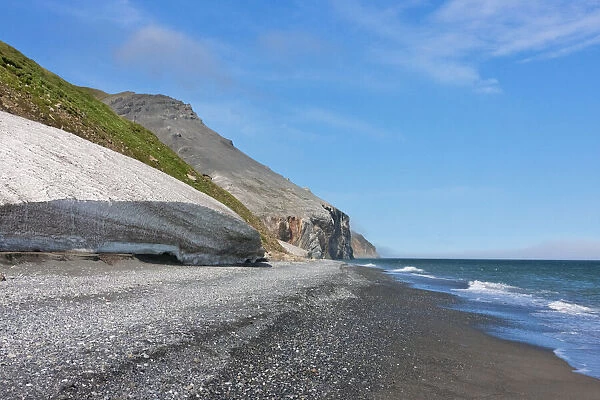 Beach, Cape Dezhnev, most eastern corner of Eurasia, Russian Far East