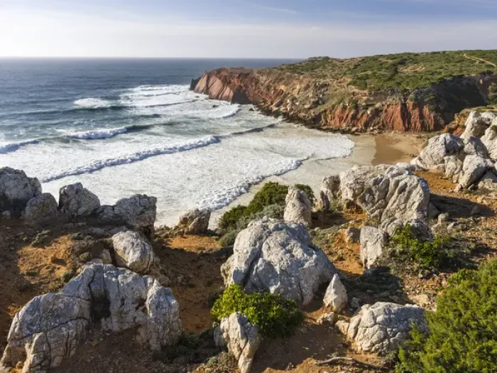 Framed Print : Beach and cliffs at Praia do Telheiro at the Costa Vicentina Framed Print : Beach and cliffs at Praia do Telheiro at the Costa Vicentina
