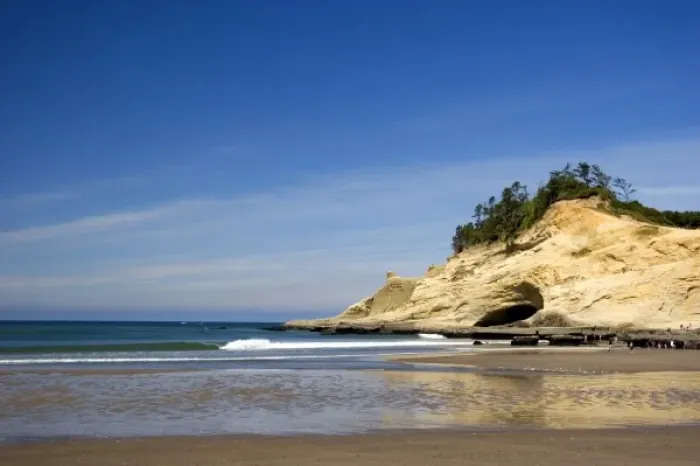 Framed Print : Beach scene at Pacific City Point on the Oregon Coast