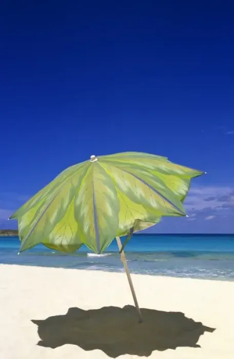 Framed Print : Beach Umbrella, Abaco, Bahamas