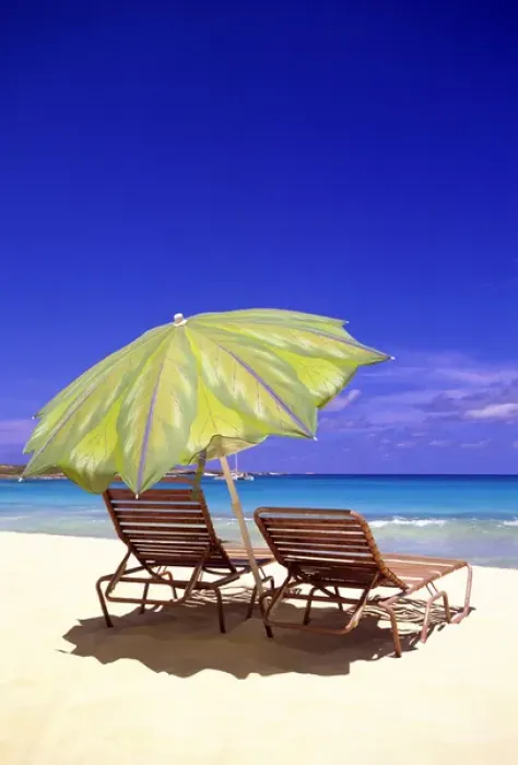 Framed Print : Beach Umbrella, Abaco, Bamahas