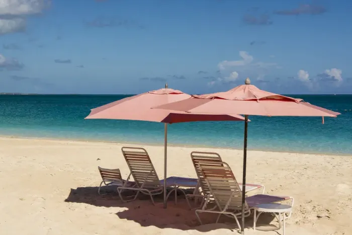 Framed Print : Beach umbrellas on Grace Bay Beach, Providenciales, Turks and Caicos Islands, Caribbean Framed Print : Beach umbrellas on Grace Bay Beach, Providenciales, Turks and Caicos Islands, Caribbean