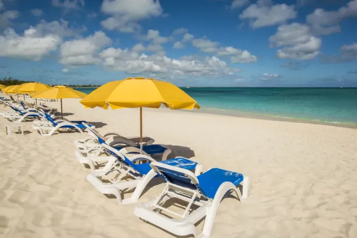 Framed Print : Beach umbrellas on Grace Bay Beach, Providenciales, Turks and Caicos Islands, Caribbean Framed Print : Beach umbrellas on Grace Bay Beach, Providenciales, Turks and Caicos Islands, Caribbean