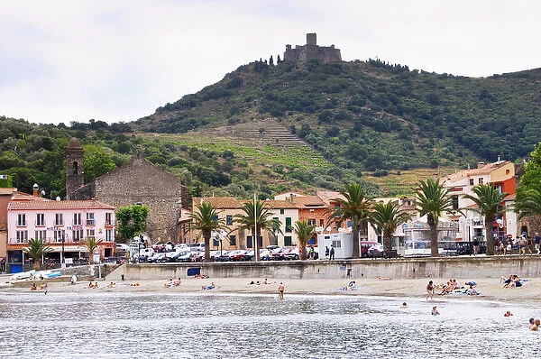 The beach in the village. Collioure. Roussillon. France. Europe