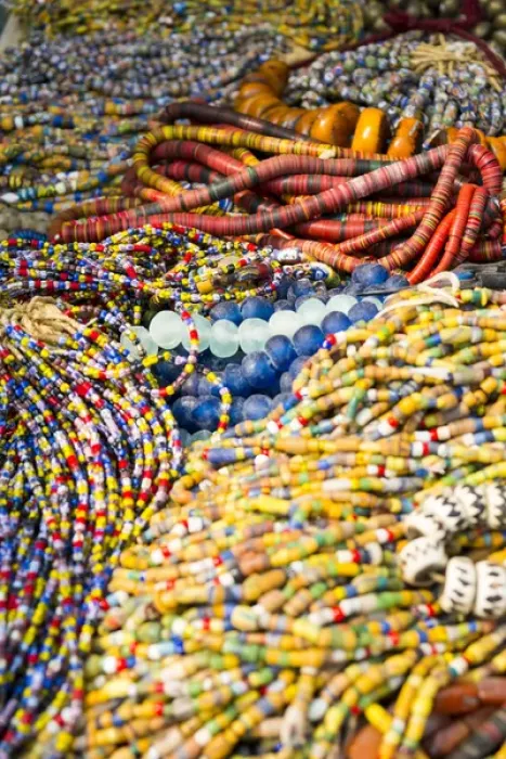 Framed Print : Beaded necklaces for sale at an African festival, New York City, New York, USA Framed Print : Beaded necklaces for sale at an African festival, New York City, New York, USA