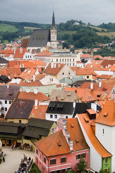 Beautiful aerial image showing all the architecture of tourist city of Cesky Krumlov