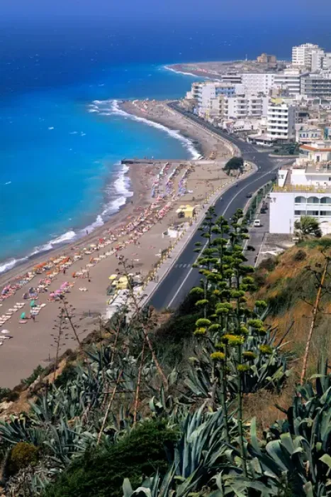 Framed Print : Beautiful beach of Rhodes Greece New Town Framed Print : Beautiful beach of Rhodes Greece New Town