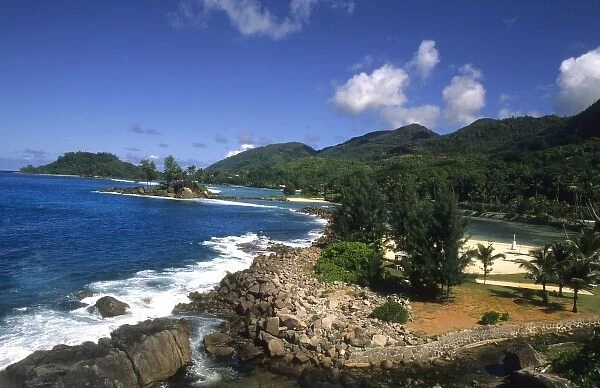 Beautiful Beyaya Mahe Beach in the beautiful village of La Digue in the Seychelles