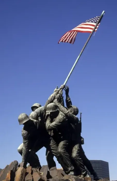 Framed Print : The beautiful color of the famous Marine Monument of Iwo Jima with flag in Virginia