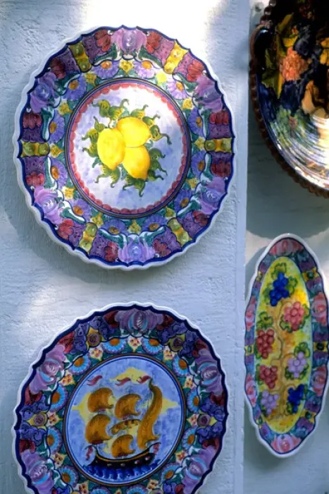 Framed Print : Beautiful colorful artwork plates in Athens Greece Framed Print : Beautiful colorful artwork plates in Athens Greece