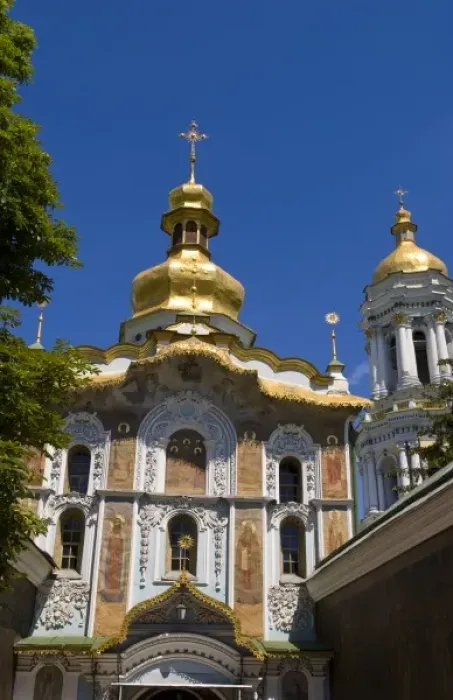 Framed Print : Beautiful entrance cathedral dome of the famous Trinity Over the Gate Church in Kiev