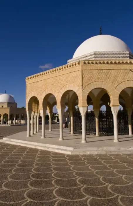 Framed Print : Beautiful famous Bourguiba Mausoleum grounds in Sousse area Monastir, Tunisia