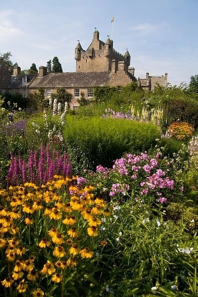 Beautiful gardens and famous castle in Scotland called the Cawdor Castle in Cawdor