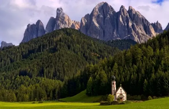 Framed Print : Beautiful isolated lonely church called Rainui in valley in the Italian Dolomites Framed Print : Beautiful isolated lonely church called Rainui in valley in the Italian Dolomites
