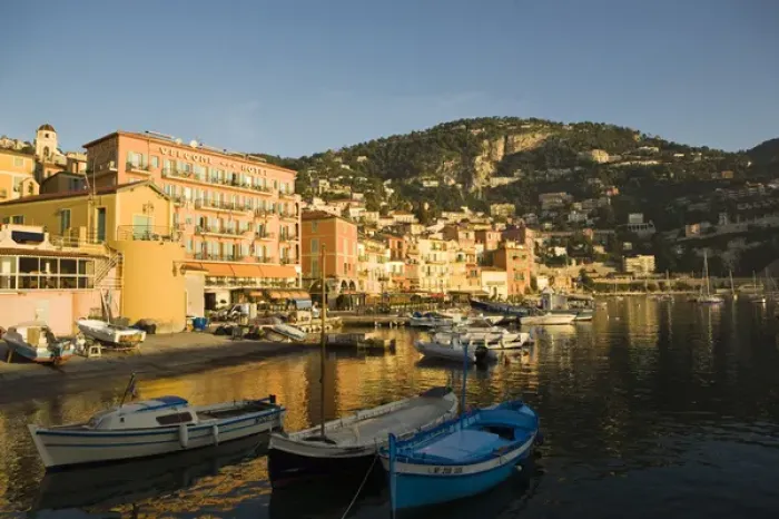 Framed Print : Beautiful marina area in beautiful morning light. Villefranche sur Mer near Nice