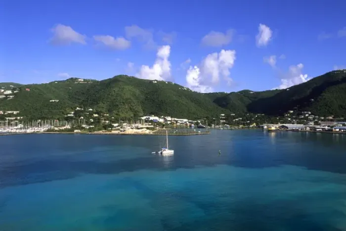 Framed Print : Beautiful port and village in mountains of Virgin Gorda in British Virgin Islands Framed Print : Beautiful port and village in mountains of Virgin Gorda in British Virgin Islands