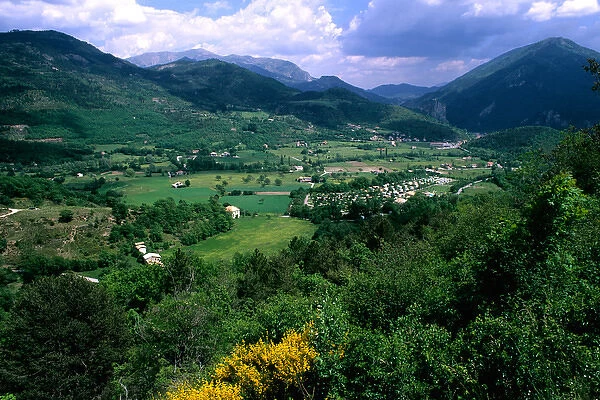 beautiful scenic of rolling hills and mountains in Castellane Provence France
