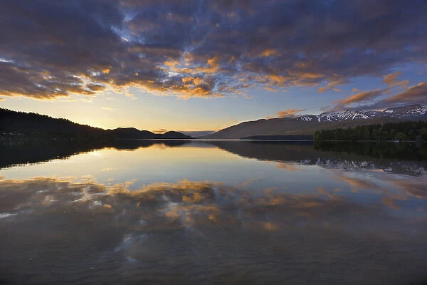 Beautiful sunset over Whitefish Lake in Montana, USA