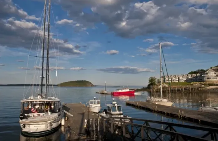 Framed Print : Beautiful vacation spot of Bar Harbor Maine with water and ships, boats and great sky Framed Print : Beautiful vacation spot of Bar Harbor Maine with water and ships, boats and great sky