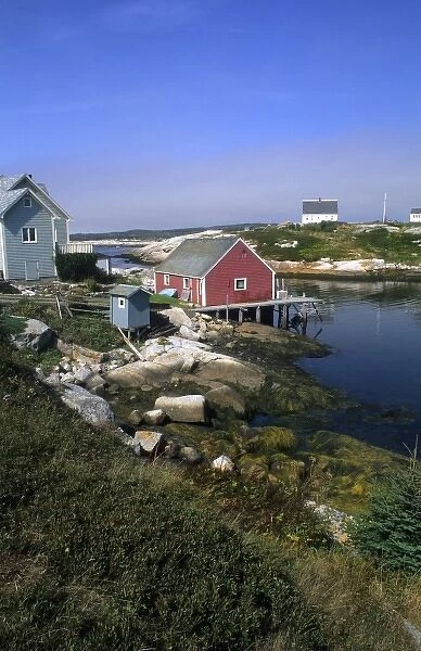 Beautiful village of Peggys Cove with harbor and fishing sheds in Nova Scotia Canada