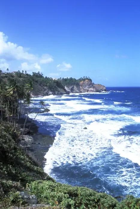 Framed Print : Beautiful waves at windward side of Grants Bay in St. Vincent and the Grenadines