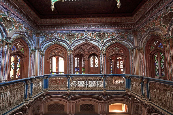 The beautiful wodden work in Chiniot Palace in Pakistan