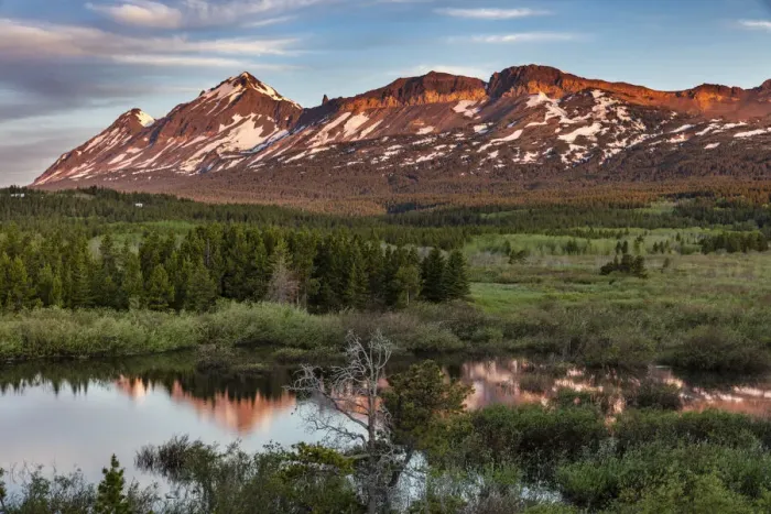 Framed Print : Beaver ponds at sunrise at Marias Pass in Glacier National Park, Montana, USA