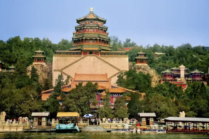 Framed Print : Beijing, China, The Pavilion of Buddhist Fragrance, at the Summer Palace in front