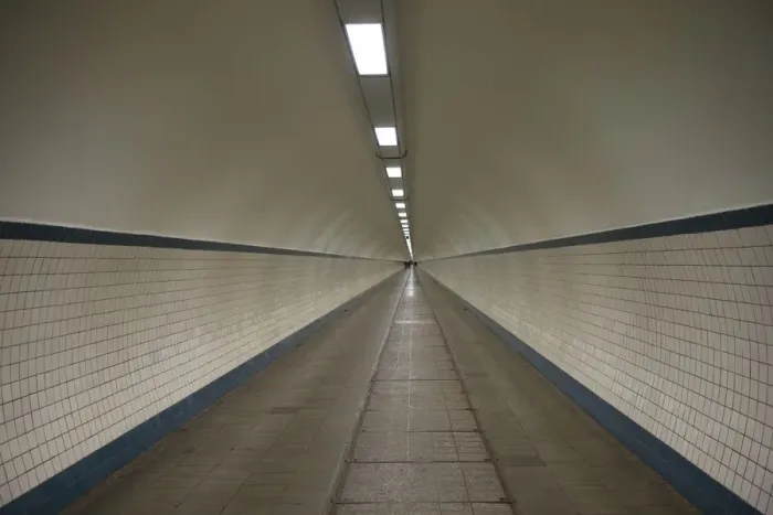 Framed Print : Belgium, Antwerp, St-Anna Tunnel, pedestrian tunnel under the Scheldt River
