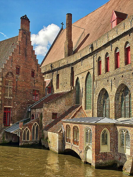 Belgium, Bruges. Old Saint John's Hospital and also Hans Memling Museum, situated along the River Dijver