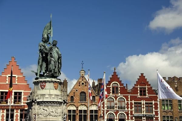 Belgium, Brugge (aka Brug or Bruge). UNESCO World Heritige Site. Medieval Market Square