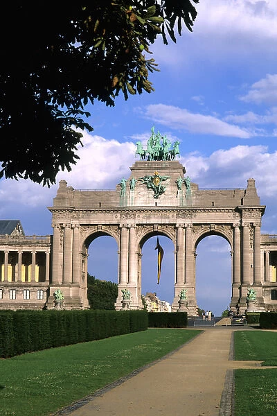 Belgium Brussels Arch of Cinquatenaire colorful monument in Belgium